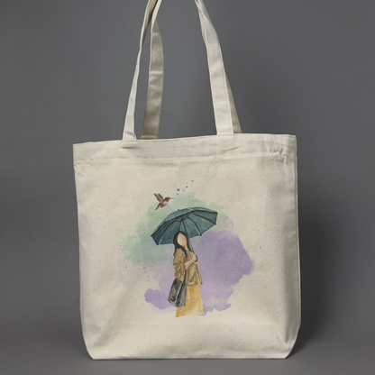 Umbrella Lady - Printed Tote Bag