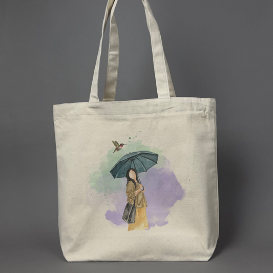 Umbrella Lady - Printed Tote Bag