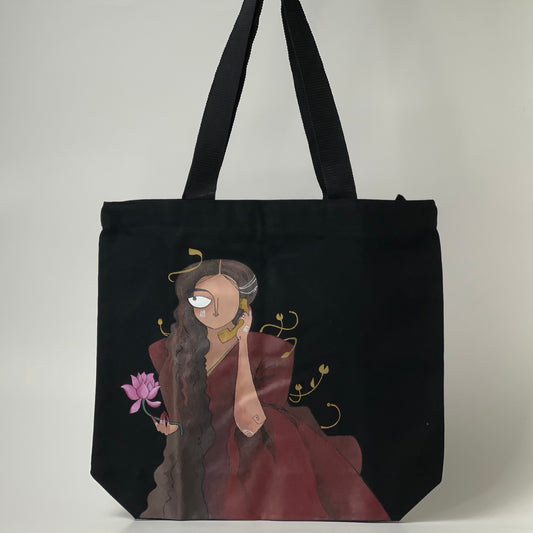 Noor - Midnight Beauty | Hand Painted Tote Bag